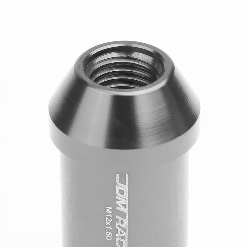 Gunmetal Aluminum M12x1.50 50MM Tall Open End Spline Acorn 20x Conical Lug Nuts-Accessories-BuildFastCar