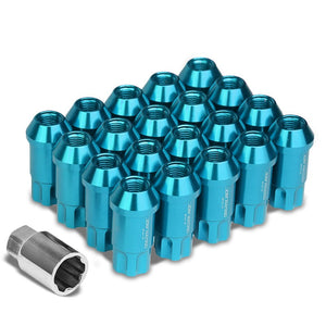 Light Blue Aluminum M12x1.50 50MM Tall Open Spline Acorn 20x Conical Lug Nuts-Accessories-BuildFastCar