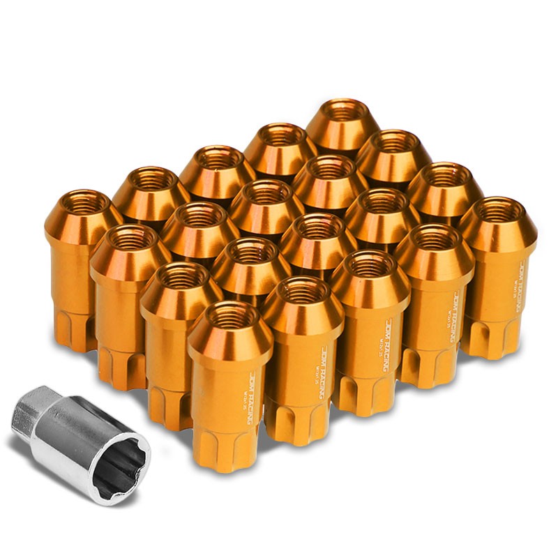 Orange Aluminum M12x1.50 50MM Tall Open End Spline Acorn 20x Conical Lug Nuts-Accessories-BuildFastCar