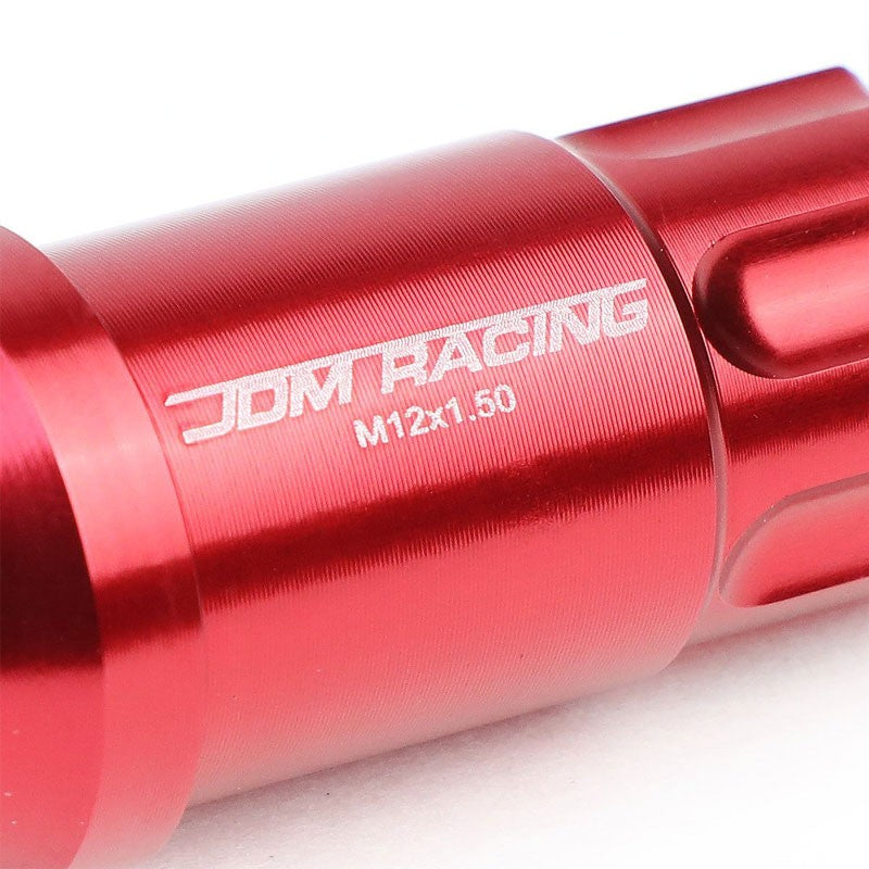 Red Aluminum M12x1.50 50MM Tall Open End Spline Acorn 20x Conical Wheel Lug Nuts-Accessories-BuildFastCar