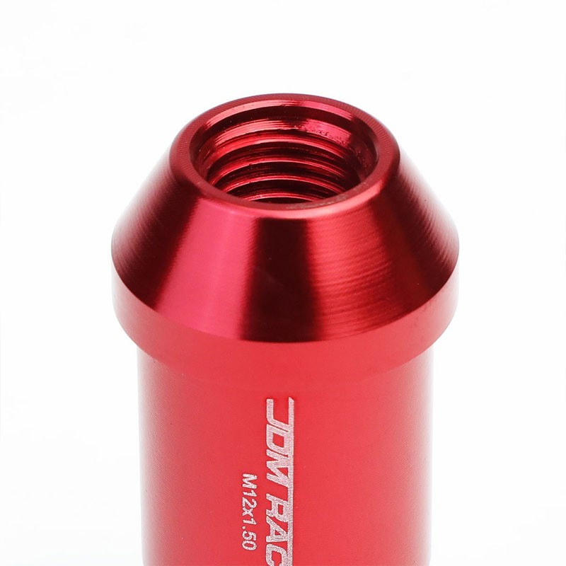 Red Aluminum M12x1.50 50MM Tall Open End Spline Acorn 20x Conical Wheel Lug Nuts-Accessories-BuildFastCar