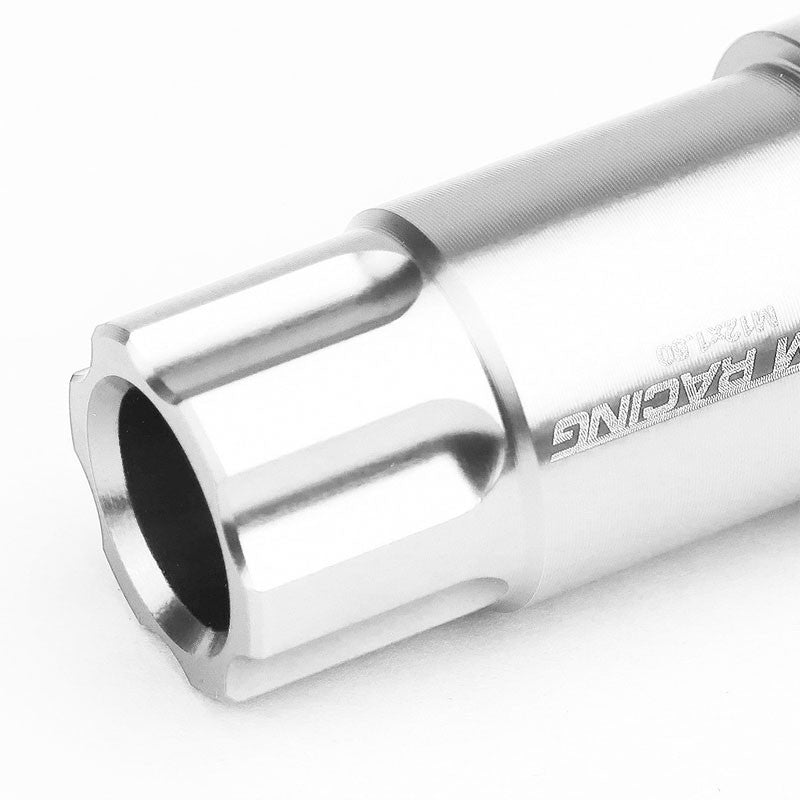 Silver Aluminum M12x1.50 50MM Tall Open End Spline Acorn 20x Conical Lug Nuts-Accessories-BuildFastCar