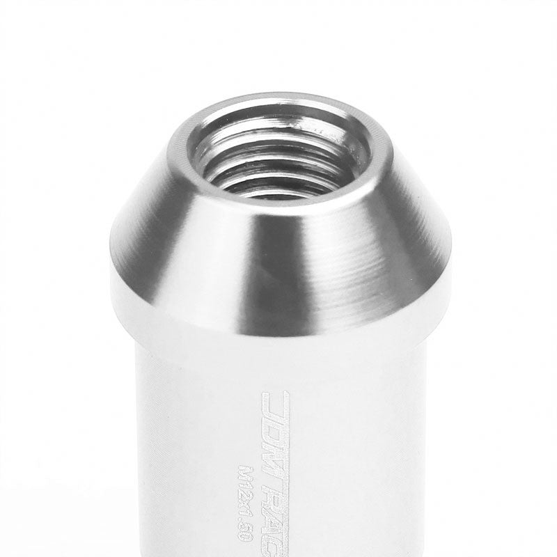 Silver Aluminum M12x1.50 50MM Tall Open End Spline Acorn 20x Conical Lug Nuts-Accessories-BuildFastCar