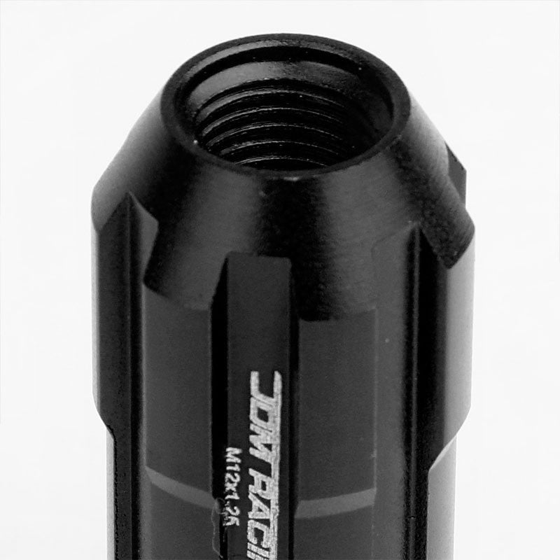 Black Aluminum M12x1.25 Open Rim End Spline Acorn Tuner 20x Conical Lug Nuts-Accessories-BuildFastCar