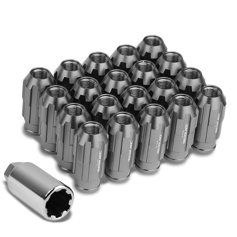 Gunmetal Aluminum M12x1.25 Open Rim End Spline Acorn Tuner 20x Conical Lug Nuts-Accessories-BuildFastCar