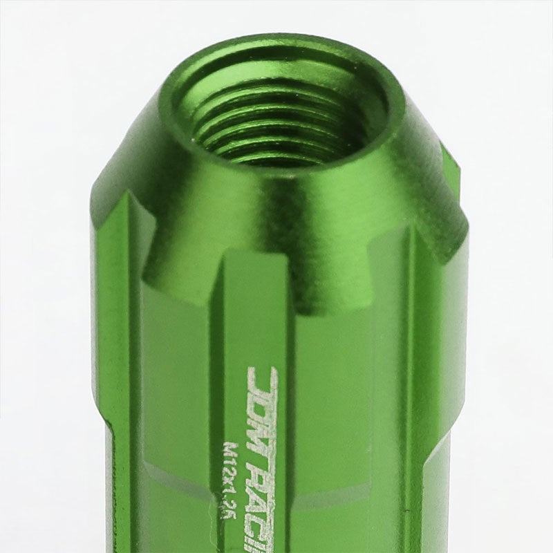 Green Aluminum M12x1.25 Open Rim End Spline Acorn Tuner 20x Conical Lug Nuts-Accessories-BuildFastCar