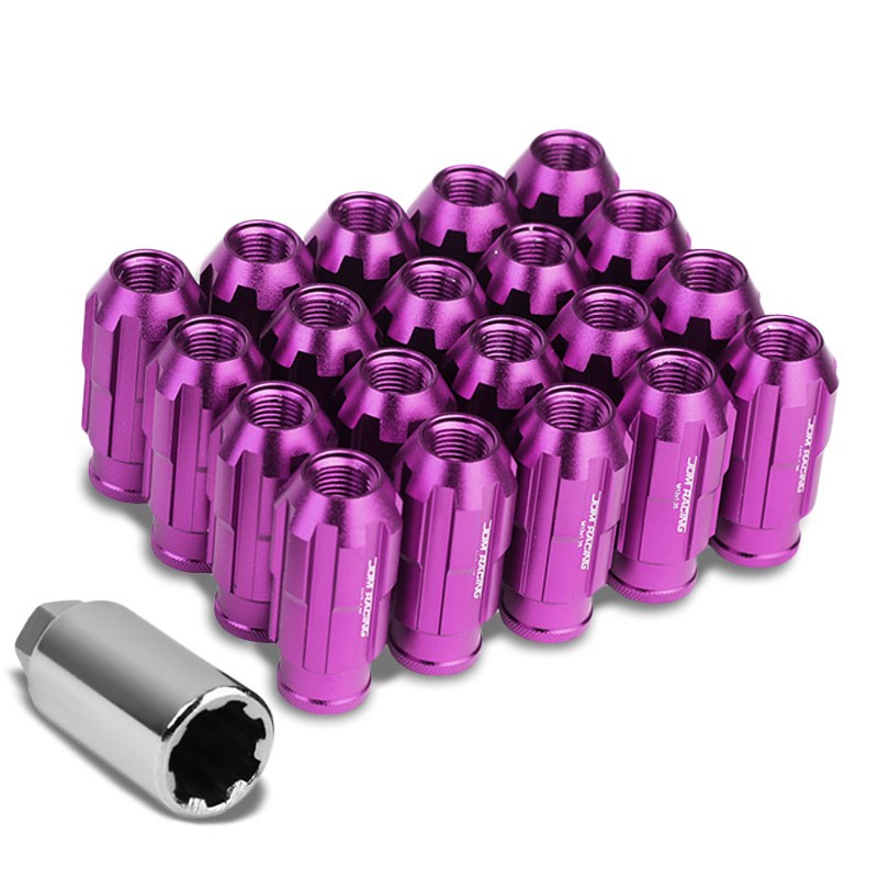 Purple Aluminum M12x1.25 Open Rim End Spline Acorn Tuner 20x Conical Lug Nuts-Accessories-BuildFastCar