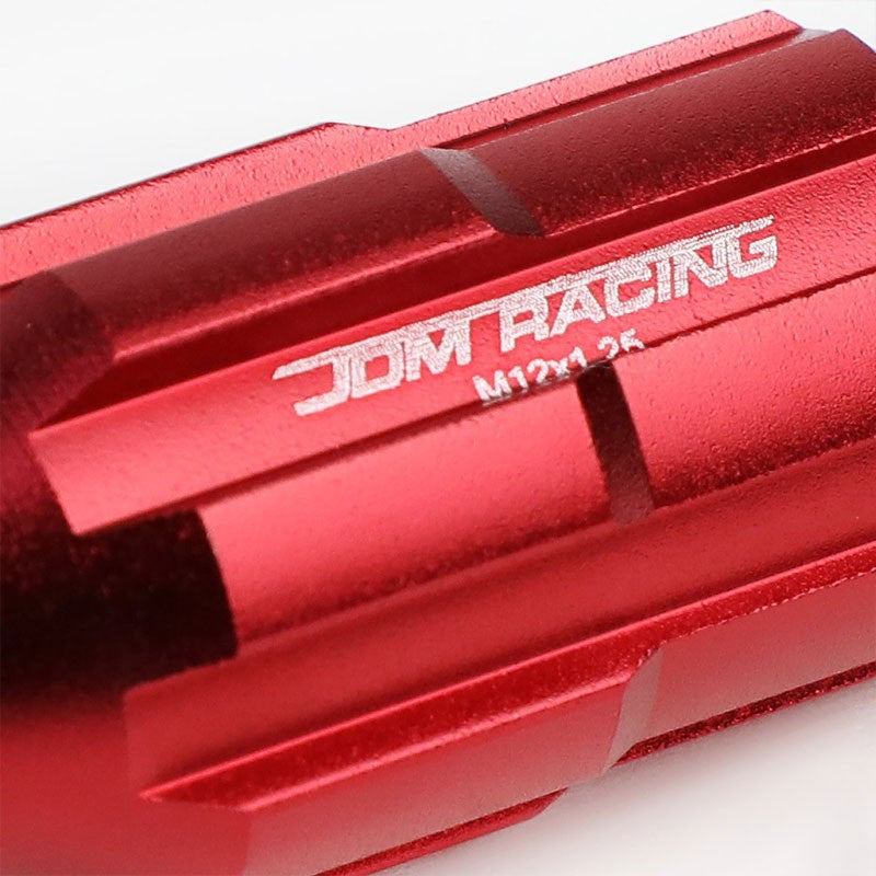 Red Aluminum M12x1.25 Open Knurl End Spline Acorn Tuner 20x Conical Lug Nuts-Accessories-BuildFastCar