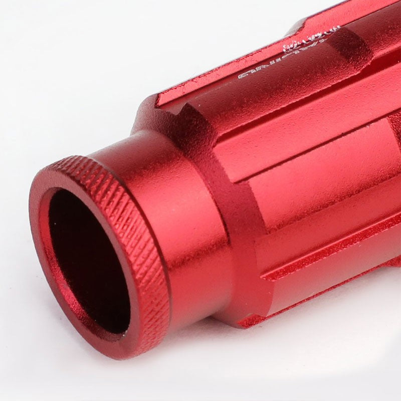 Red Aluminum M12x1.25 Open Knurl End Spline Acorn Tuner 20x Conical Lug Nuts-Accessories-BuildFastCar