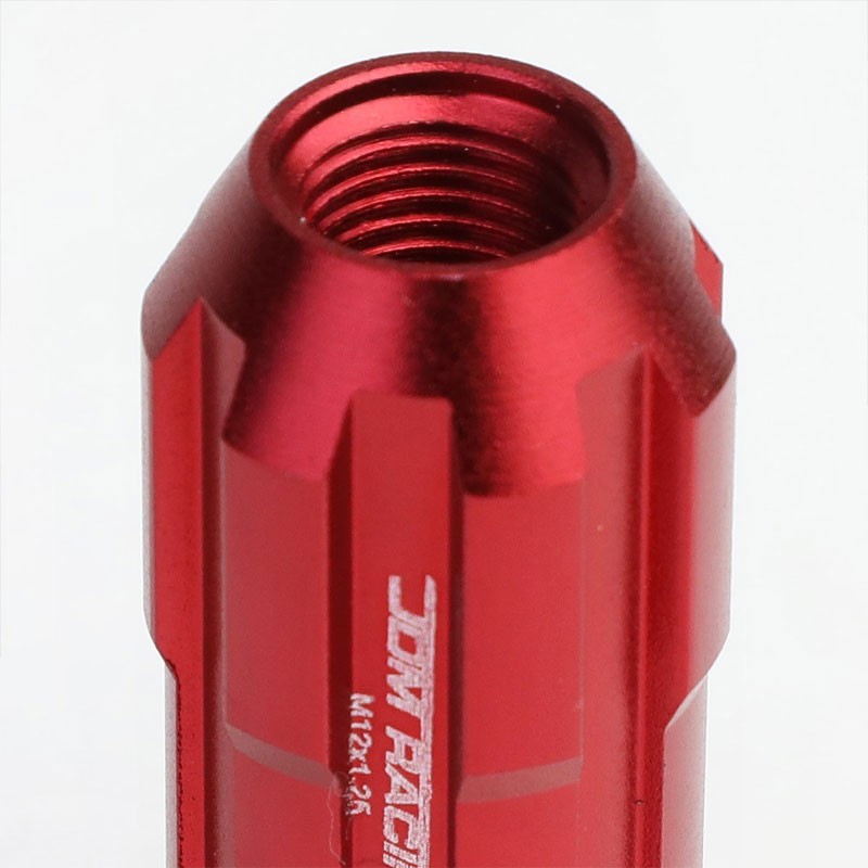 Red Aluminum M12x1.25 Open Knurl End Spline Acorn Tuner 20x Conical Lug Nuts-Accessories-BuildFastCar