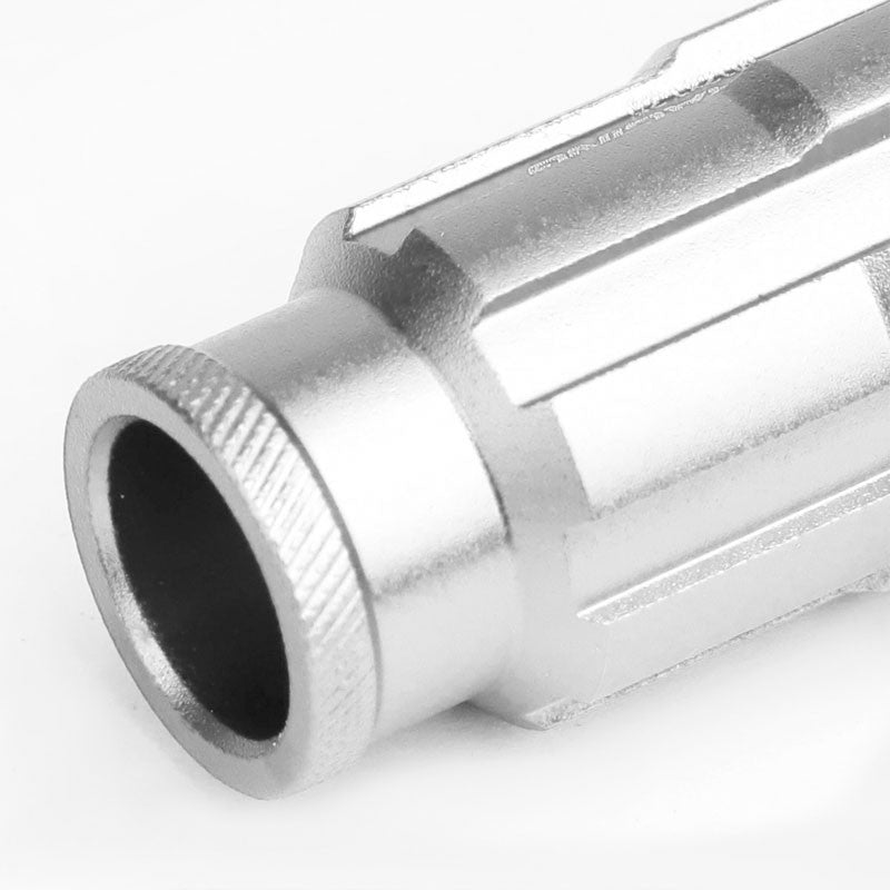 Silver Aluminum M12x1.25 Open Rim End Spline Acorn Tuner 20x Conical Lug Nuts-Accessories-BuildFastCar