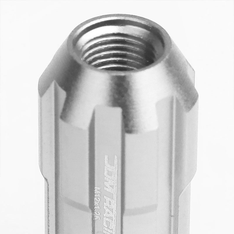 Silver Aluminum M12x1.25 Open Rim End Spline Acorn Tuner 20x Conical Lug Nuts-Accessories-BuildFastCar