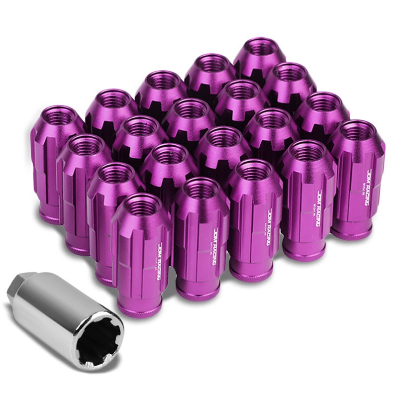 Purple Aluminum M12x1.50 Open Rim End Spline Acorn Tuner 20x Conical Lug Nuts-Accessories-BuildFastCar