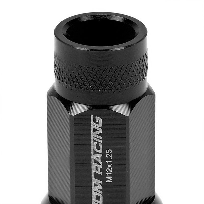 Black Aluminum M12x1.25 25MM OD Open Knurl Top Acorn Tuner 20x Conical Lug Nuts-Accessories-BuildFastCar