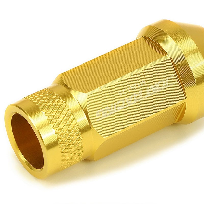 Gold Aluminum M12x1.25 25MM OD Open Knurl Top Acorn Tuner 20x Conical Lug Nuts-Accessories-BuildFastCar