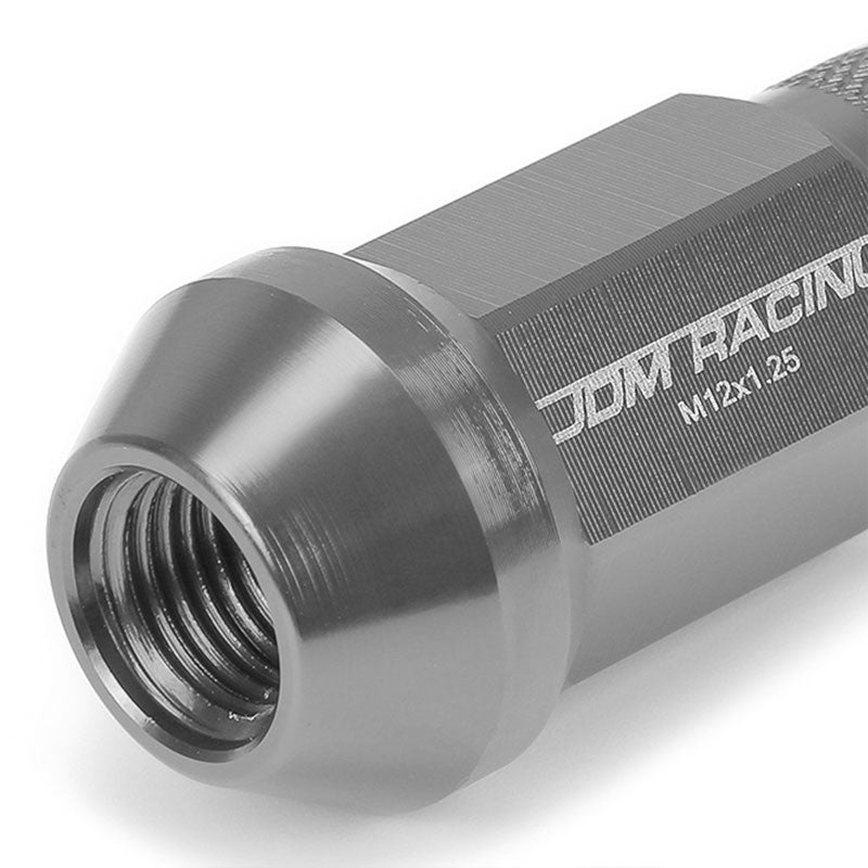 Gunmetal Aluminum M12x1.25 25MM OD Open Knurl Acorn Tuner 20x Conical Lug Nuts-Accessories-BuildFastCar