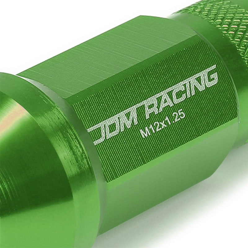 Green Aluminum M12x1.25 25MM OD Open Knurl Top Acorn Tuner 20x Conical Lug Nuts-Accessories-BuildFastCar