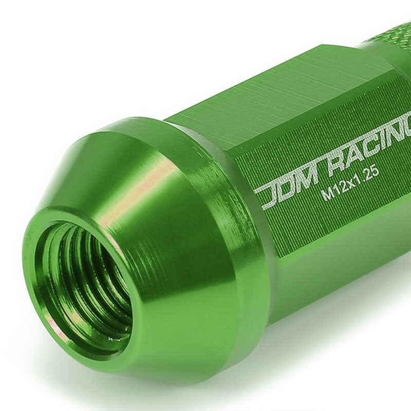 Green Aluminum M12x1.25 25MM OD Open Knurl Top Acorn Tuner 20x Conical Lug Nuts-Accessories-BuildFastCar
