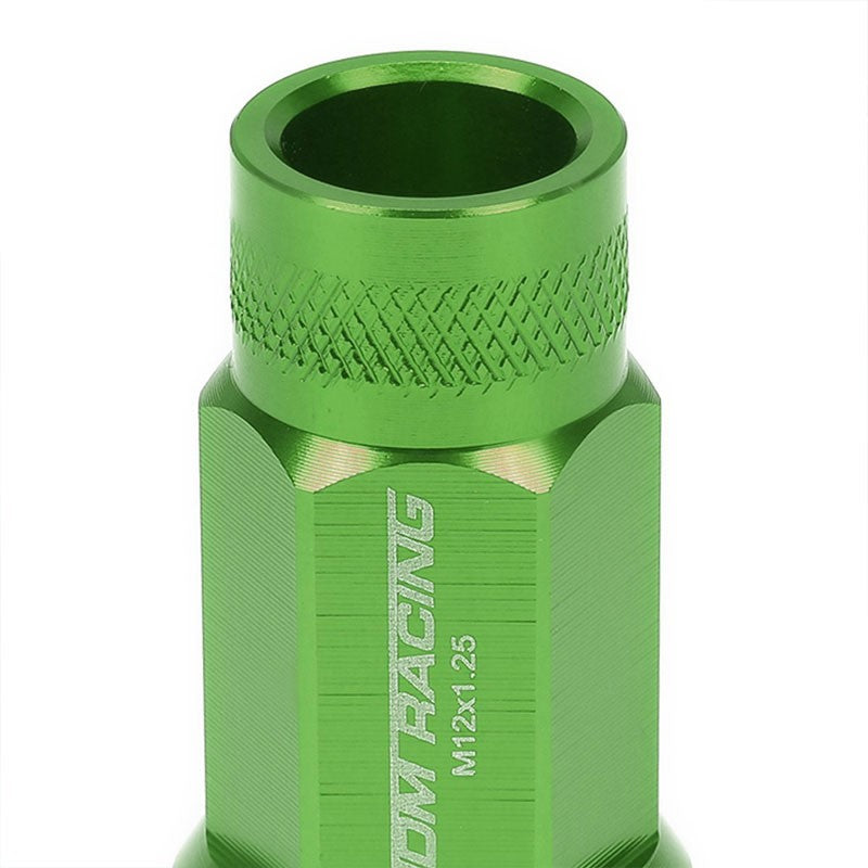 Green Aluminum M12x1.25 25MM OD Open Knurl Top Acorn Tuner 20x Conical Lug Nuts-Accessories-BuildFastCar