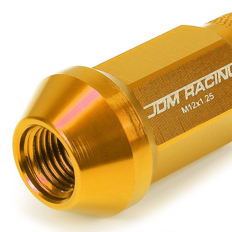 Orange Aluminum M12x1.25 25MM OD Open Knurl Top Acorn Tuner 20x Conical Lug Nuts-Accessories-BuildFastCar