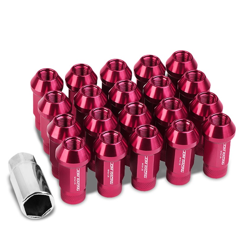 Pink Aluminum M12x1.25 25MM OD Open Knurl Top Acorn Tuner 20x Conical Lug Nuts-Accessories-BuildFastCar