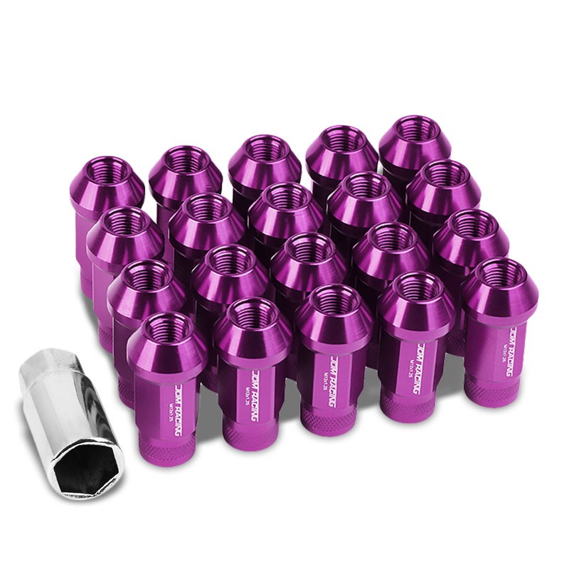 Purple Aluminum M12x1.25 25MM OD Open Knurl Top Acorn Tuner 20x Conical Lug Nuts-Accessories-BuildFastCar