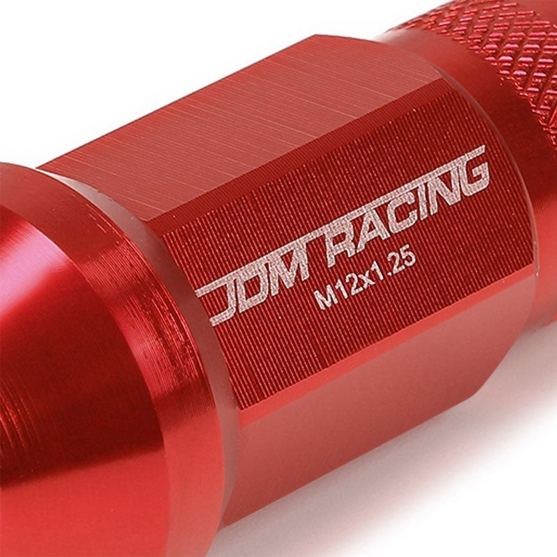 Red Aluminum M12x1.25 25MM OD Open Knurl Top Acorn Tuner 20x Conical Lug Nuts-Accessories-BuildFastCar