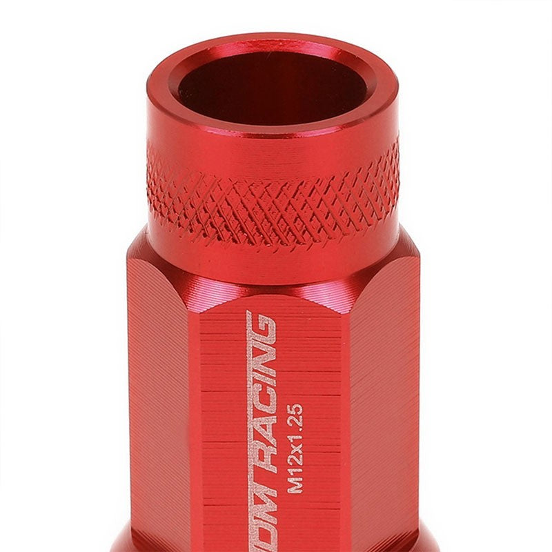 Red Aluminum M12x1.25 25MM OD Open Knurl Top Acorn Tuner 20x Conical Lug Nuts-Accessories-BuildFastCar