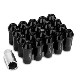 Black Aluminum M12x1.50 25MM OD Open Knurl Top Acorn Tuner 20x Conical Lug Nuts-Accessories-BuildFastCar