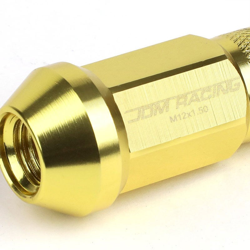 Gold Aluminum M12x1.50 25MM OD Open Knurl Top Acorn Tuner 20x Conical Lug Nuts-Accessories-BuildFastCar
