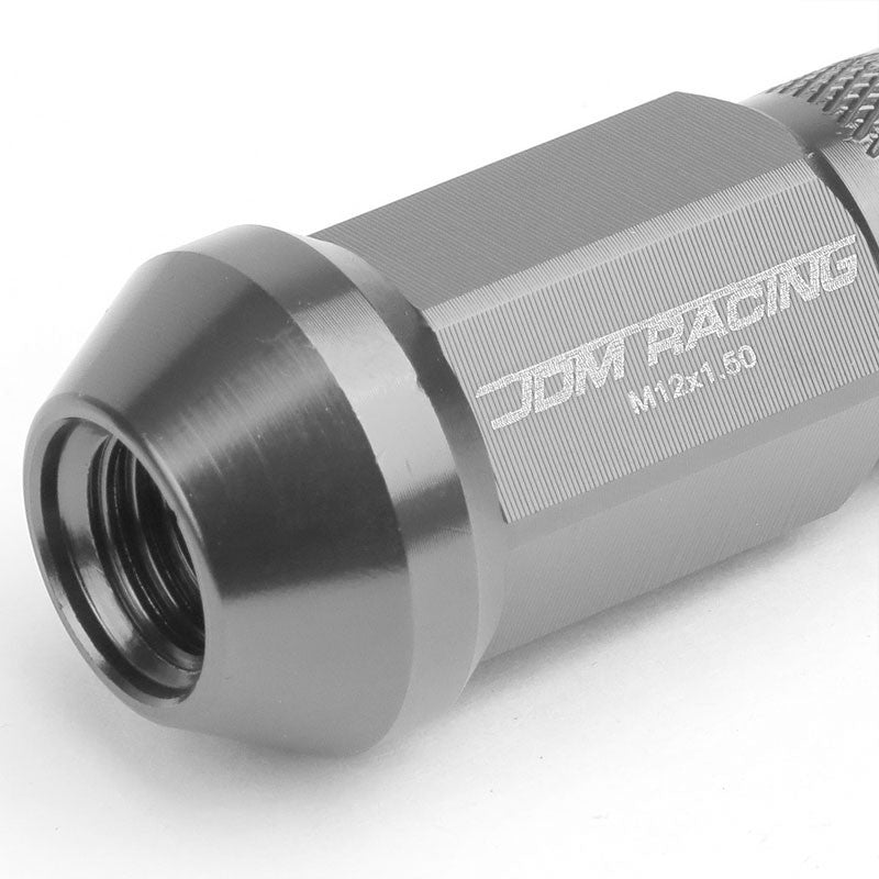 Gunmetal Aluminum M12x1.50 25MM OD Open Knurl Acorn Tuner 20x Conical Lug Nuts-Accessories-BuildFastCar