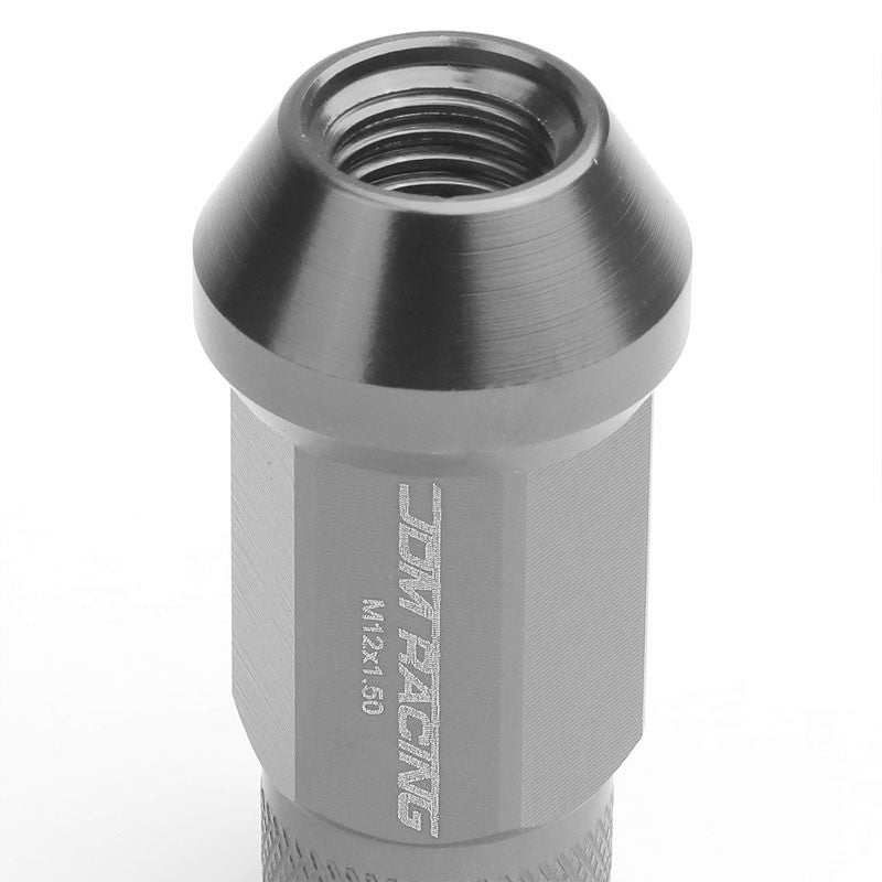 Gunmetal Aluminum M12x1.50 25MM OD Open Knurl Acorn Tuner 20x Conical Lug Nuts-Accessories-BuildFastCar