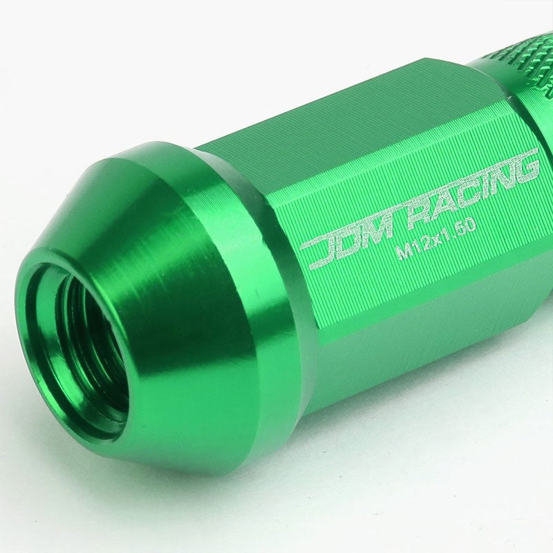 Green Aluminum M12x1.50 25MM OD Open Knurl Top Acorn Tuner 20x Conical Lug Nuts-Accessories-BuildFastCar