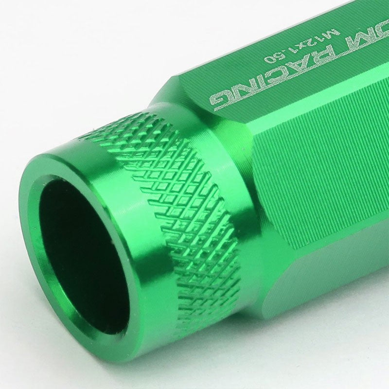 Green Aluminum M12x1.50 25MM OD Open Knurl Top Acorn Tuner 20x Conical Lug Nuts-Accessories-BuildFastCar