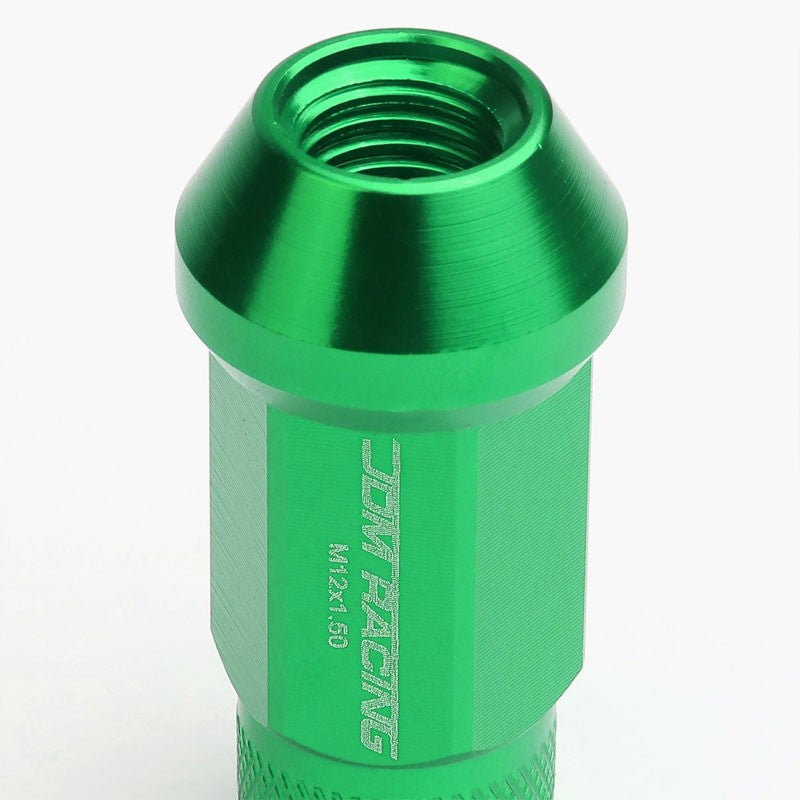 Green Aluminum M12x1.50 25MM OD Open Knurl Top Acorn Tuner 20x Conical Lug Nuts-Accessories-BuildFastCar