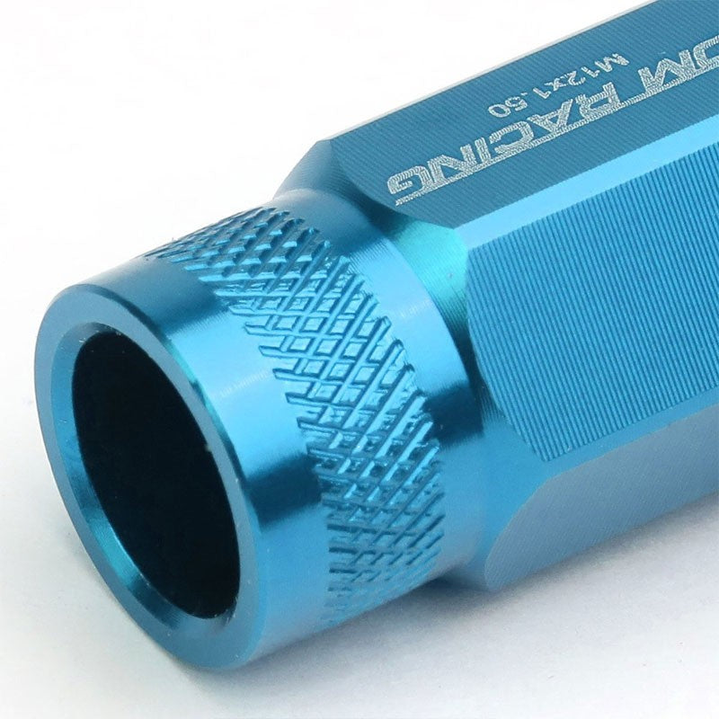Light Blue Aluminum M12x1.50 25MM OD Open Knurl Acorn Tuner 20x Conical Lug Nuts-Accessories-BuildFastCar