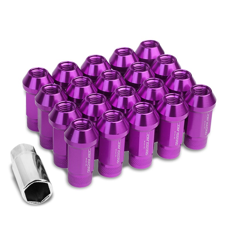 Purple Aluminum M12x1.50 25MM OD Open Knurl Top Acorn Tuner 20x Conical Lug Nuts-Accessories-BuildFastCar