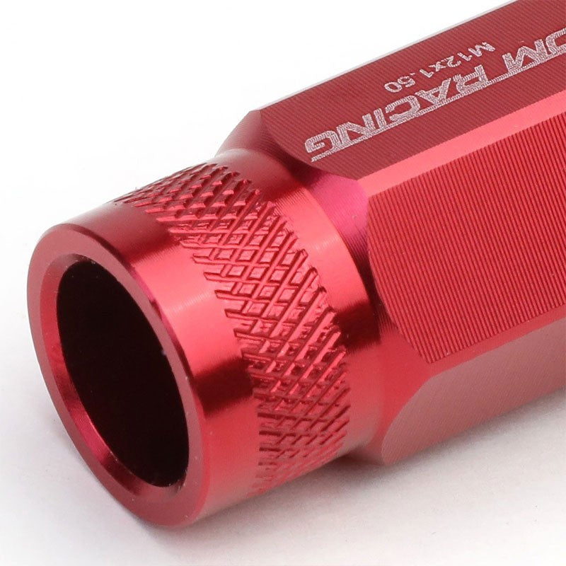 Red Aluminum M12x1.50 25MM OD Open Knurl Top Acorn Tuner 20x Conical Lug Nuts-Accessories-BuildFastCar