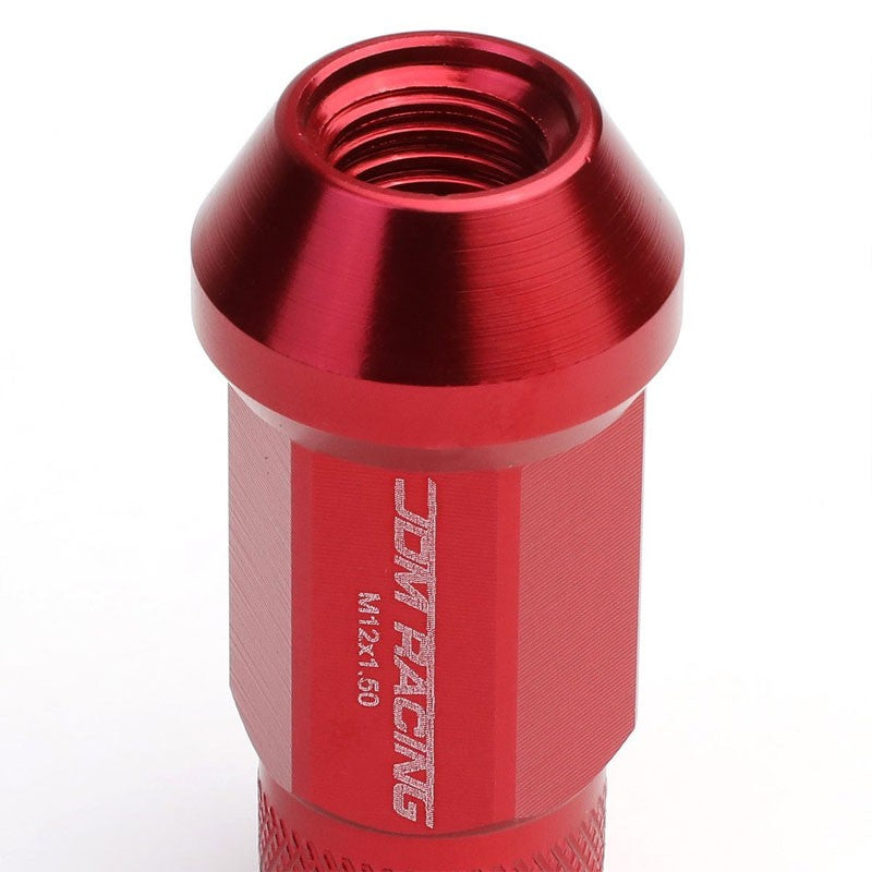 Red Aluminum M12x1.50 25MM OD Open Knurl Top Acorn Tuner 20x Conical Lug Nuts-Accessories-BuildFastCar