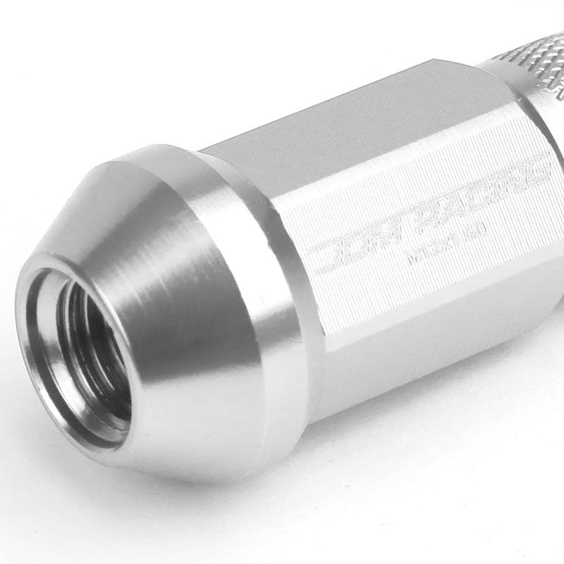 Silver Aluminum M12x1.50 25MM OD Open Knurl Top Acorn Tuner 20x Conical Lug Nuts-Accessories-BuildFastCar