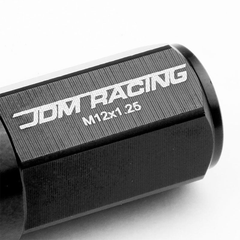 Black M12x1.25 23MM OD Open/Close Dual Thread Acorn Tuner 20x Conical Lug Nuts-Accessories-BuildFastCar