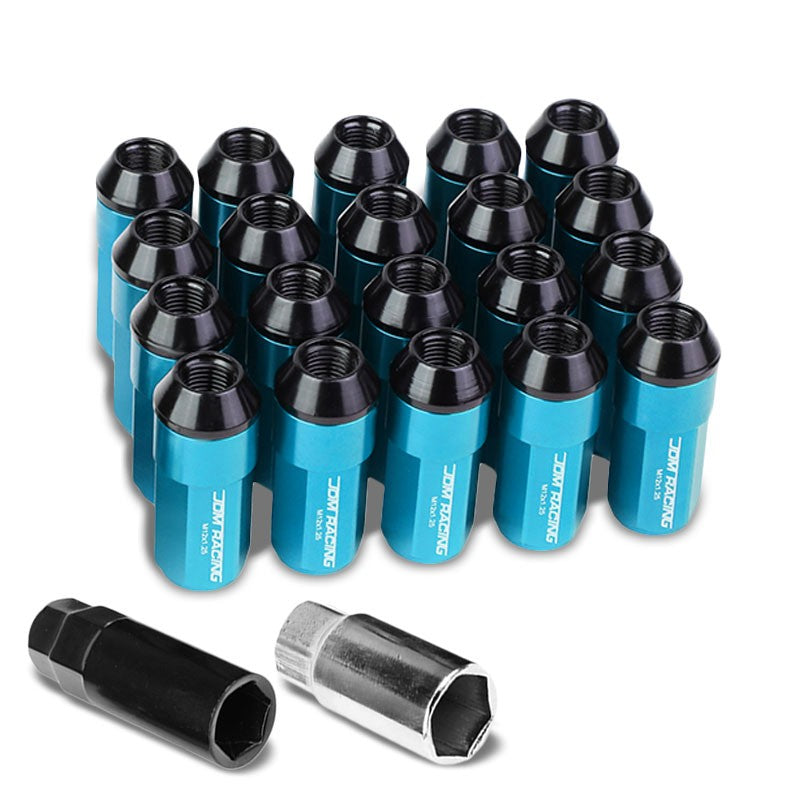 Light Blue M12x1.25 23MM Open/Close Dual Thread Acorn Tuner 20x Conical Lug Nuts-Accessories-BuildFastCar