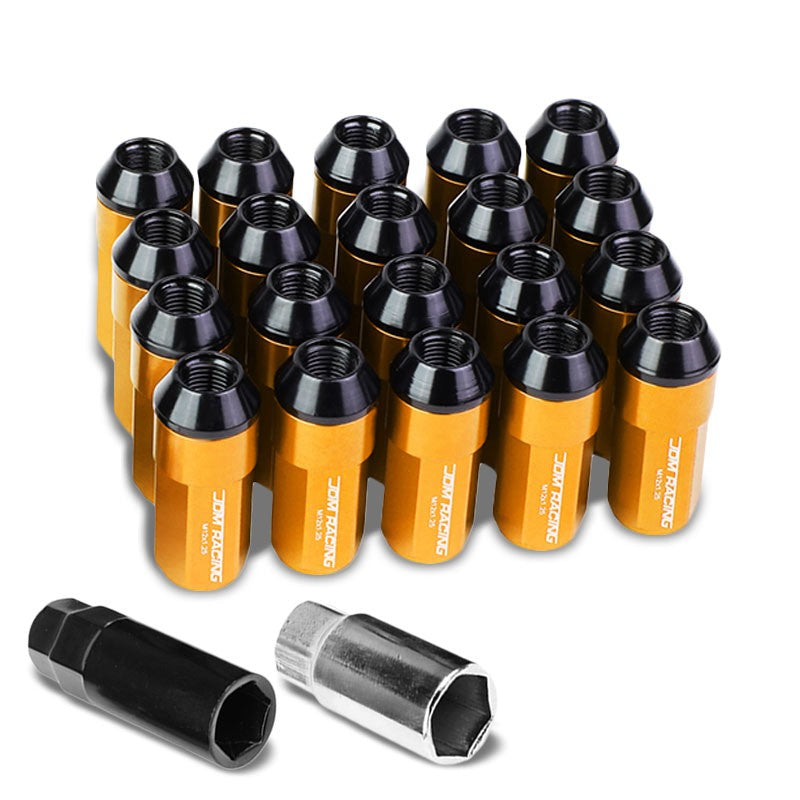 Orange M12x1.25 23MM OD Open/Close Dual Thread Acorn Tuner 20x Conical Lug Nuts-Accessories-BuildFastCar
