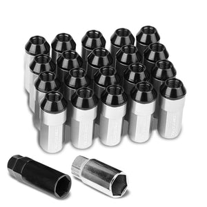 Silver M12x1.25 23MM OD Open/Close Dual Thread Acorn Tuner 20x Conical Lug Nuts-Accessories-BuildFastCar