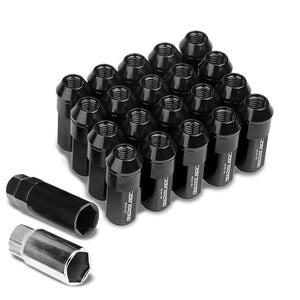 Black M12x1.50 23MM OD Open/Close Dual Thread Acorn Tuner 20x Conical Lug Nuts-Accessories-BuildFastCar