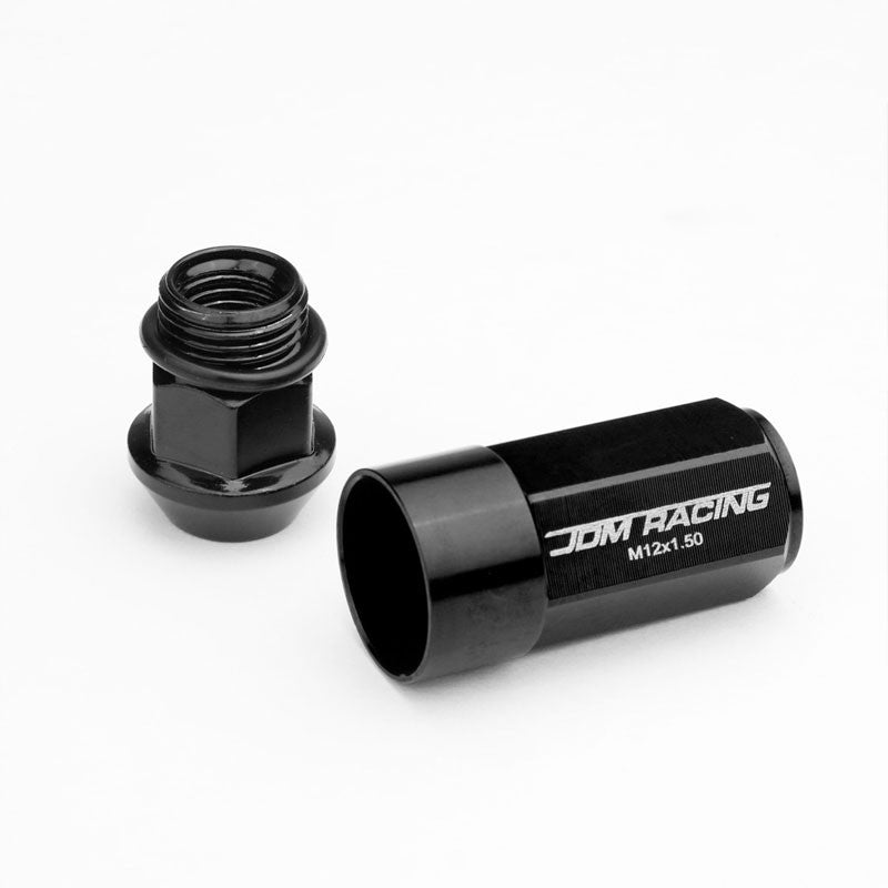 Black M12x1.50 23MM OD Open/Close Dual Thread Acorn Tuner 20x Conical Lug Nuts-Accessories-BuildFastCar