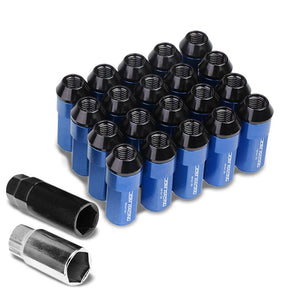 Blue M12x1.50 23MM OD Open/Close Dual Thread Acorn Tuner 20x Conical Lug Nuts-Accessories-BuildFastCar