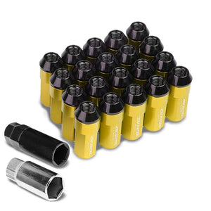 Gold M12x1.50 23MM OD Open/Close Dual Thread Acorn Tuner 20x Conical Lug Nuts-Accessories-BuildFastCar