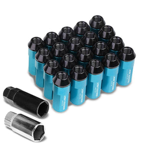 Light Blue M12x1.50 23MM Open/Close Dual Thread Acorn Tuner 20x Conical Lug Nuts-Accessories-BuildFastCar