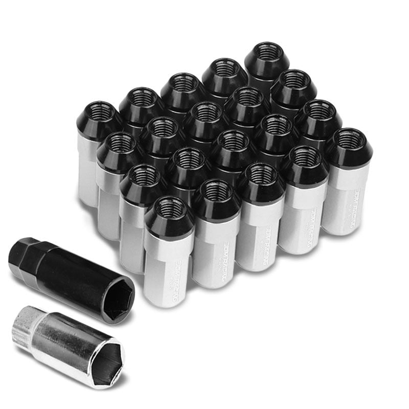 Silver M12x1.50 23MM OD Open/Close Dual Thread Acorn Tuner 20x Conical Lug Nuts-Accessories-BuildFastCar